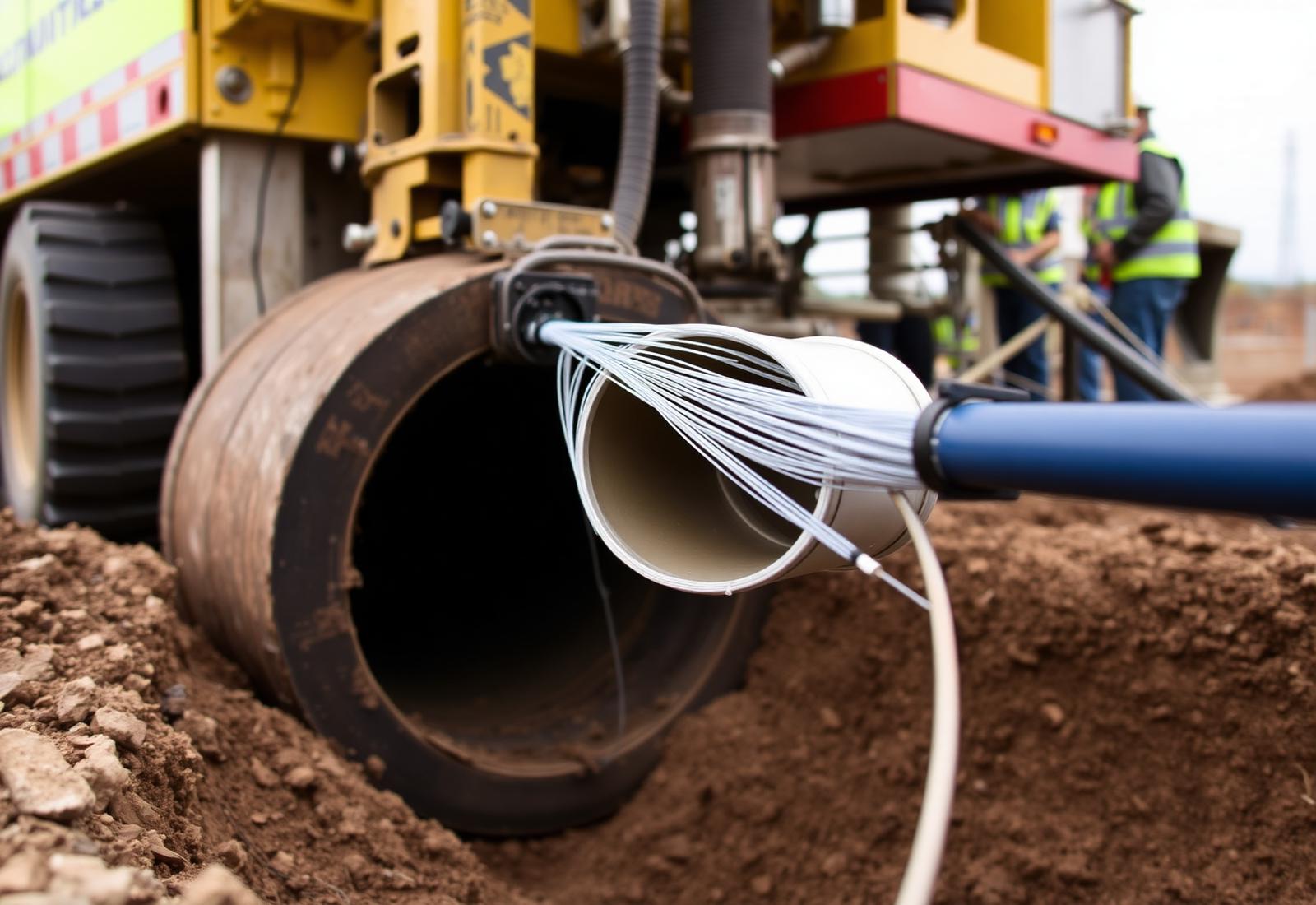Horizontal directional drill rig boring for fiber optic conduit